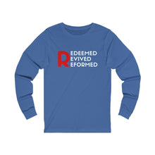 Load image into Gallery viewer, "Redeemed, Revived, Reformed" Long Sleeve Tee - Dark