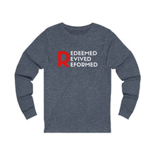 Load image into Gallery viewer, "Redeemed, Revived, Reformed" Long Sleeve Tee - Dark