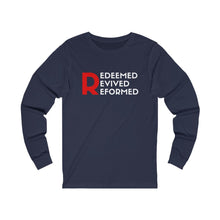Load image into Gallery viewer, "Redeemed, Revived, Reformed" Long Sleeve Tee - Dark