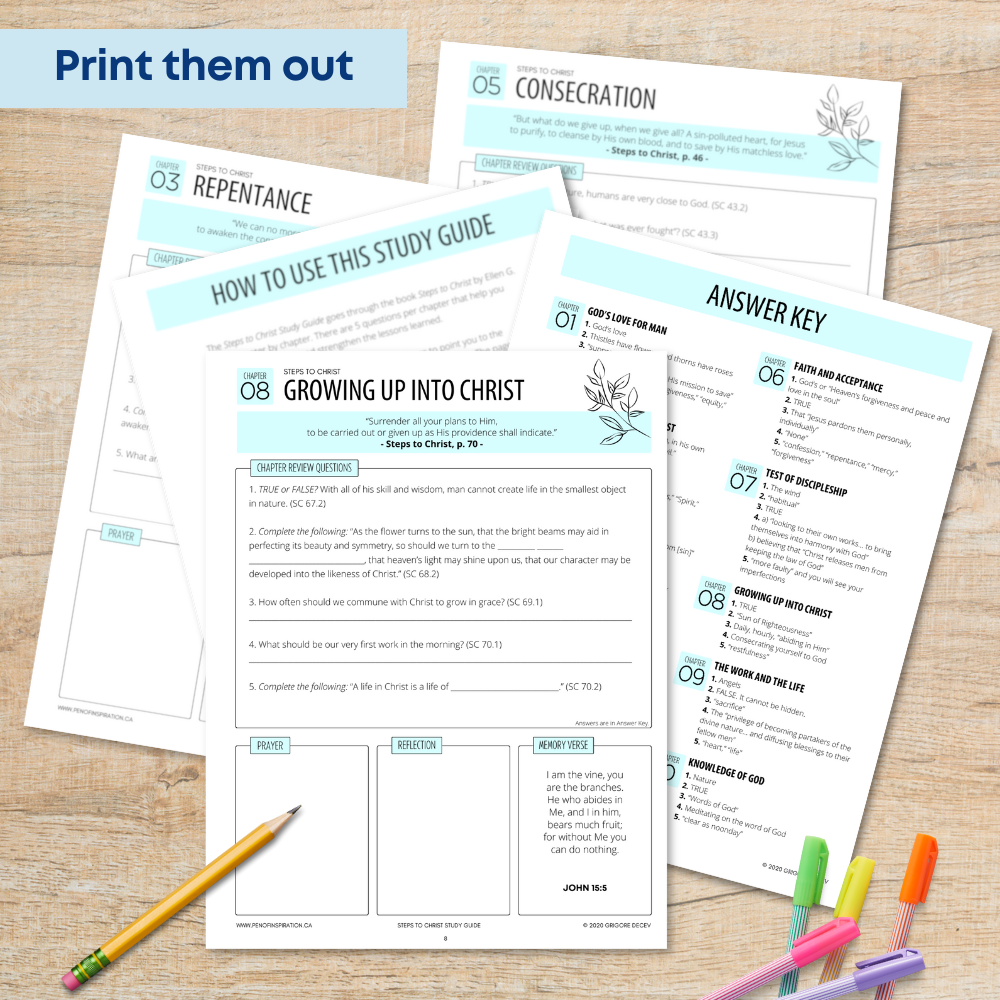 Steps to christ study guide pen of inspiration